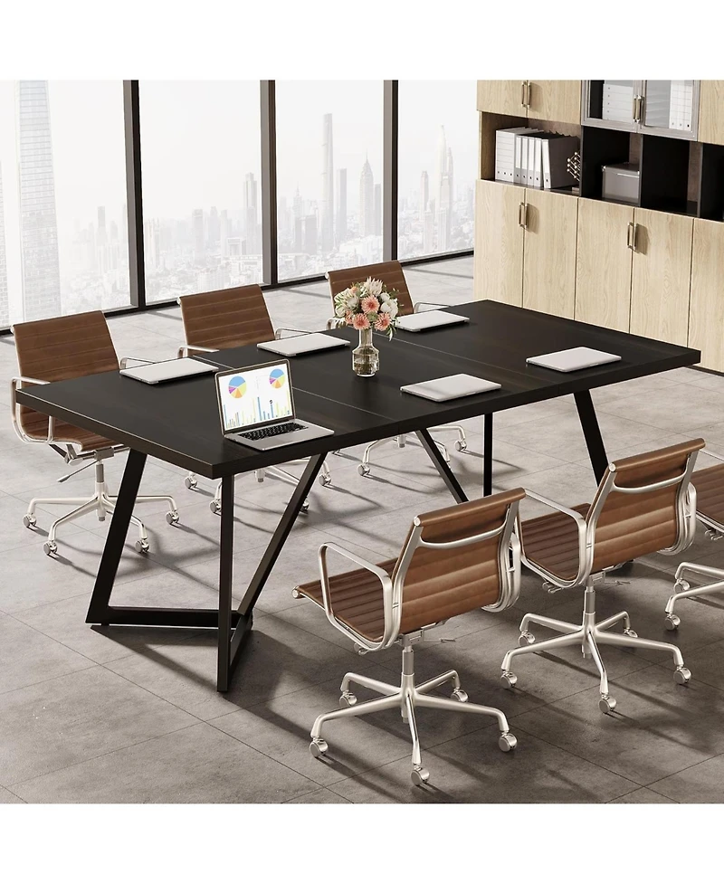 Tribesigns 70.87" Conference Table, Rectangular Seminar Table Boardroom Desk for Office Meeting Conference Room