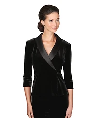 Alex Evenings Women's Satin-Collar Velvet Peplum Top