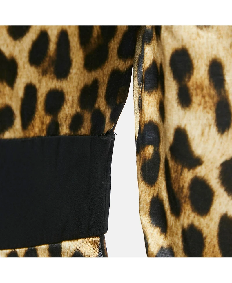 Pre-Owned Moschino Women's Couture Brown Leopard Print Cotton Blend Shirt Dress