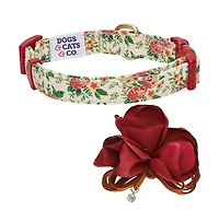 Dogs & Cats Co. Pet Spring Floral Dog Collar with Removable Camellia Flower Accessory