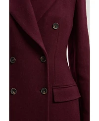 Karen Millen Women's Wool Double Breasted Tailored Midi Coat