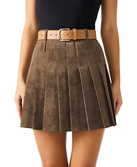 Steve Madden Women's High-Low Textured Harness Buckle Wide Belt