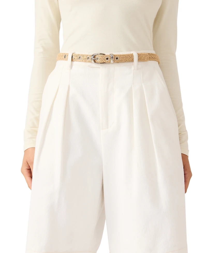 Steve Madden Women's Seasonal Straw 3- Pc Reversible Belt