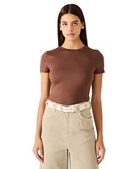 Steve Madden Women's Two-Tone Dome Studs Rhinestone Floral Buckle Belt