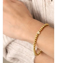 Mint & Lily Pave Heart Gold Beaded Bracelet