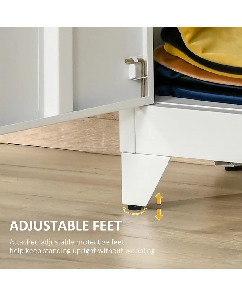 Homcom Metal Storage Cabinet Utility Organizer w/ Louvered Locker Doors, White