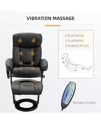 Homcom Massage Sofa Recliner Chair w/ Footrest 10 Vibration Points Faux Leather, Black