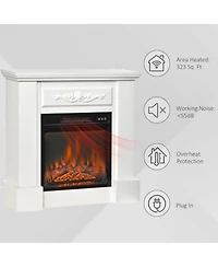 Homcom 32" 1400W Electric Fireplace Mantel w/ Realistic Led Log Heater, White