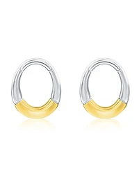 Simona Sterling Silver, Polished Oval Earrings - Two-Tone