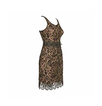 Pre-Owned Balenciaga Black & Gold Lace Sleeveless Mini Dress
