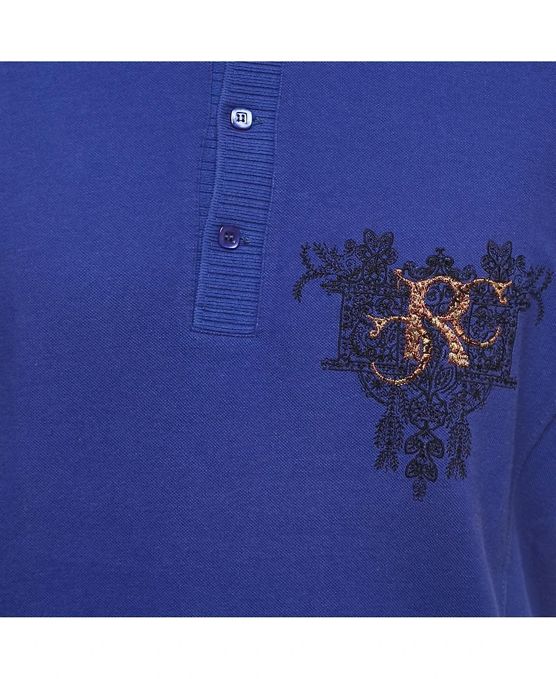Pre-Owned Roberto Cavalli Men's Purple Logo Embroidered Cotton Polo T-Shirt