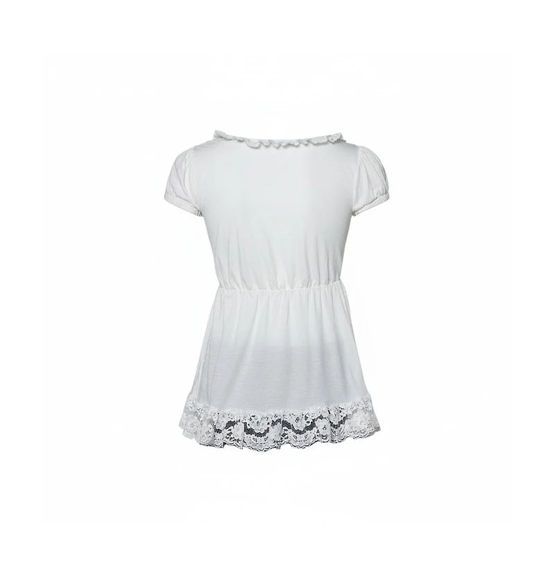 Pre-Owned Dolce & Gabbana Women's Pre-Owned Dolce and Gabbana Knit Lace Trim Tie Detail Top