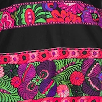 Pre-Owned Roberto Cavalli Women's Black Floral Printed Jersey V-Neck Top