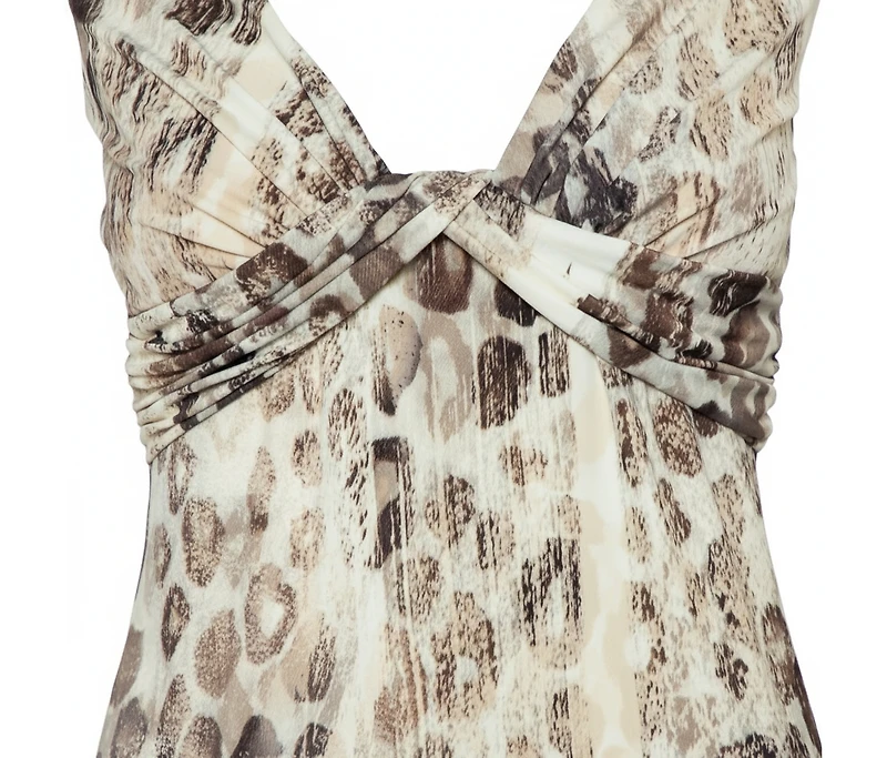 Pre-Owned Roberto Cavalli Women's Animal Printed Knit Drape Detail Tunic