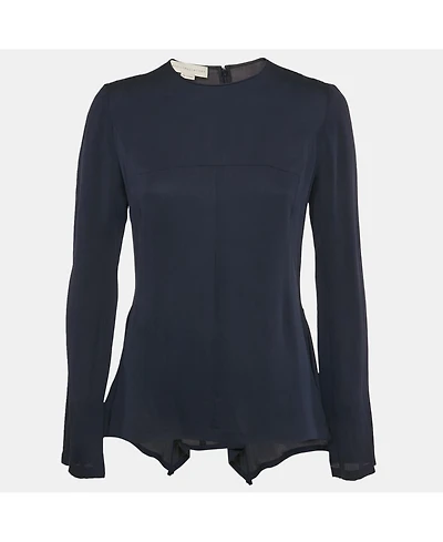 Pre-Owned Stella Mccartney Women's Navy Blue Crepe Asymmetric Top