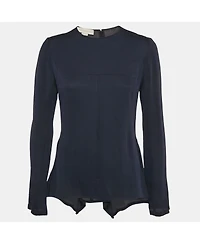 Pre-Owned Stella Mccartney Women's Navy Blue Crepe Asymmetric Top