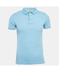 Pre-Owned Burberry Men's Brit Blue Cotton Half Sleeve Polo T-Shirt