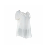 Pre-Owned Moschino Women's Cream Silk Crepe De Chine Bow Detail Short Sleeve Blouse