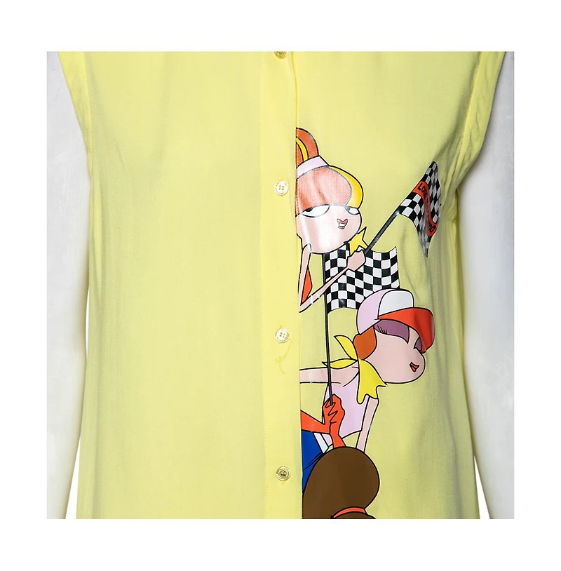 Pre-Owned Love Moschino Women's Yellow Printed Sleeveless Shirt