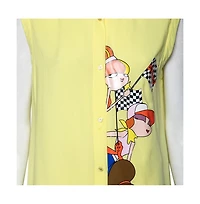 Pre-Owned Love Moschino Women's Yellow Printed Sleeveless Shirt