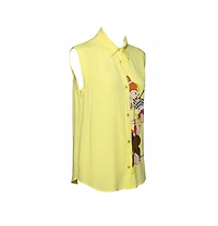 Pre-Owned Love Moschino Women's Yellow Printed Sleeveless Shirt