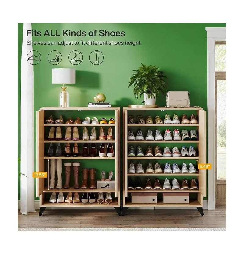 Slickblue Hallway Shoe Storage Rack with Closed Doors and Top Shelf