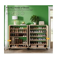 Slickblue Hallway Shoe Storage Rack with Closed Doors and Top Shelf