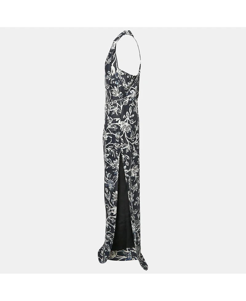 Pre-Owned Balenciaga Women's Floral Print Crepe Silk Sleeveless Gown
