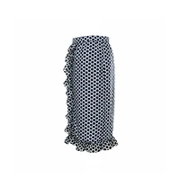 Pre-Owned Marni Women's Blue And White Polka Dot Printed Coated Silk Ruffle Detail Skirt