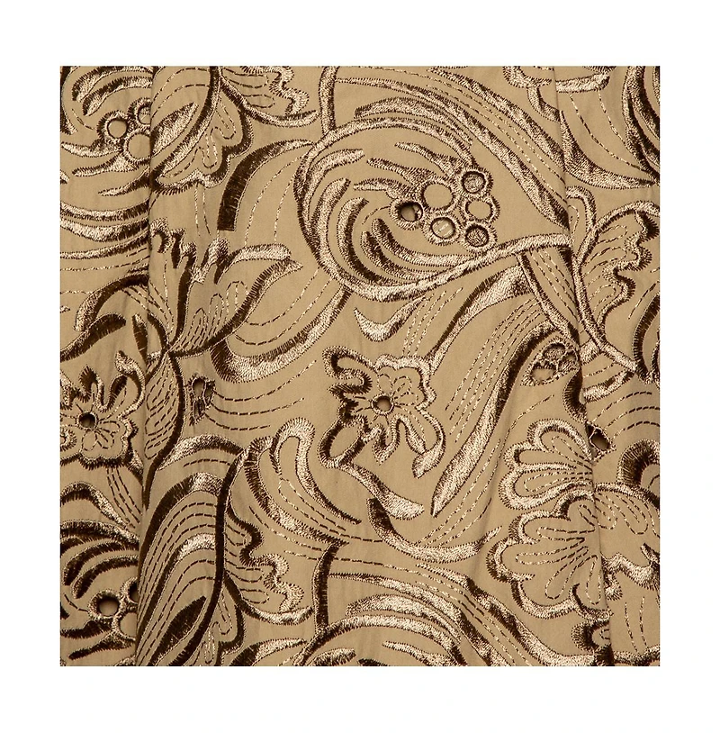 Pre-Owned Roberto Cavalli Women's Beige Embroidered Cotton Pleated Mini Skirt