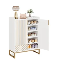 Slickblue Wooden Shoe Cabinet Organizer with Storage Compartment