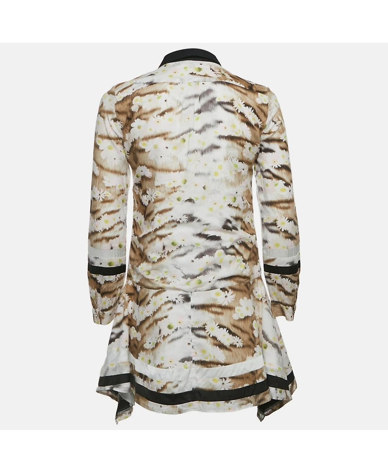 Pre-Owned Roberto Cavalli Women's Brown Floral Print Cotton Mini Dress