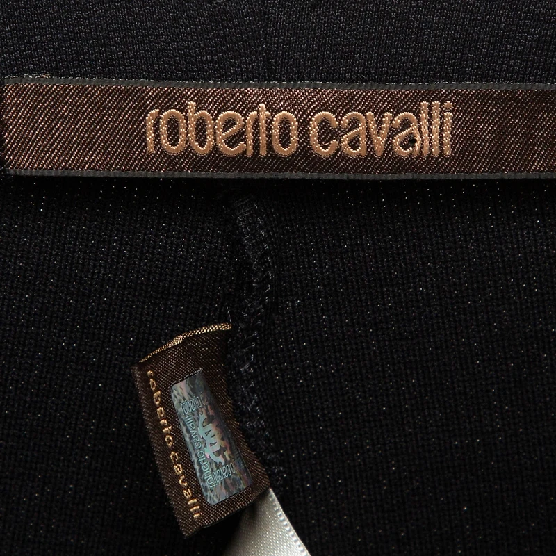 Pre-Owned Roberto Cavalli Women's Navy Blue Stretch Knit Leggings