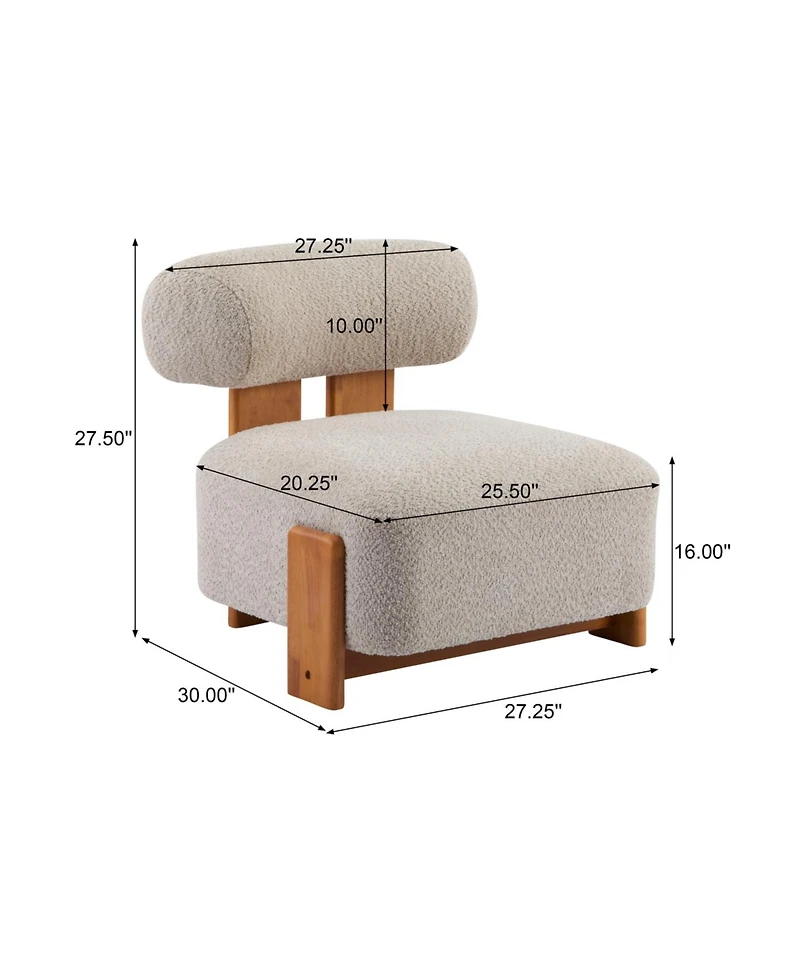 Streamdale Furniture Modern Boucle Lounge Chair with Solid Wood Frame