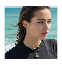 Bling Jewelry Nautical Beach Charm Sandollar Starfish Seashell Pendant Necklace & Earrings Set Sterling Silver