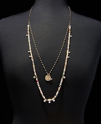 lonna & lilly Gold-Tone Crystal Flower & Butterfly Beaded Statement Necklace, 34" + 3" extender