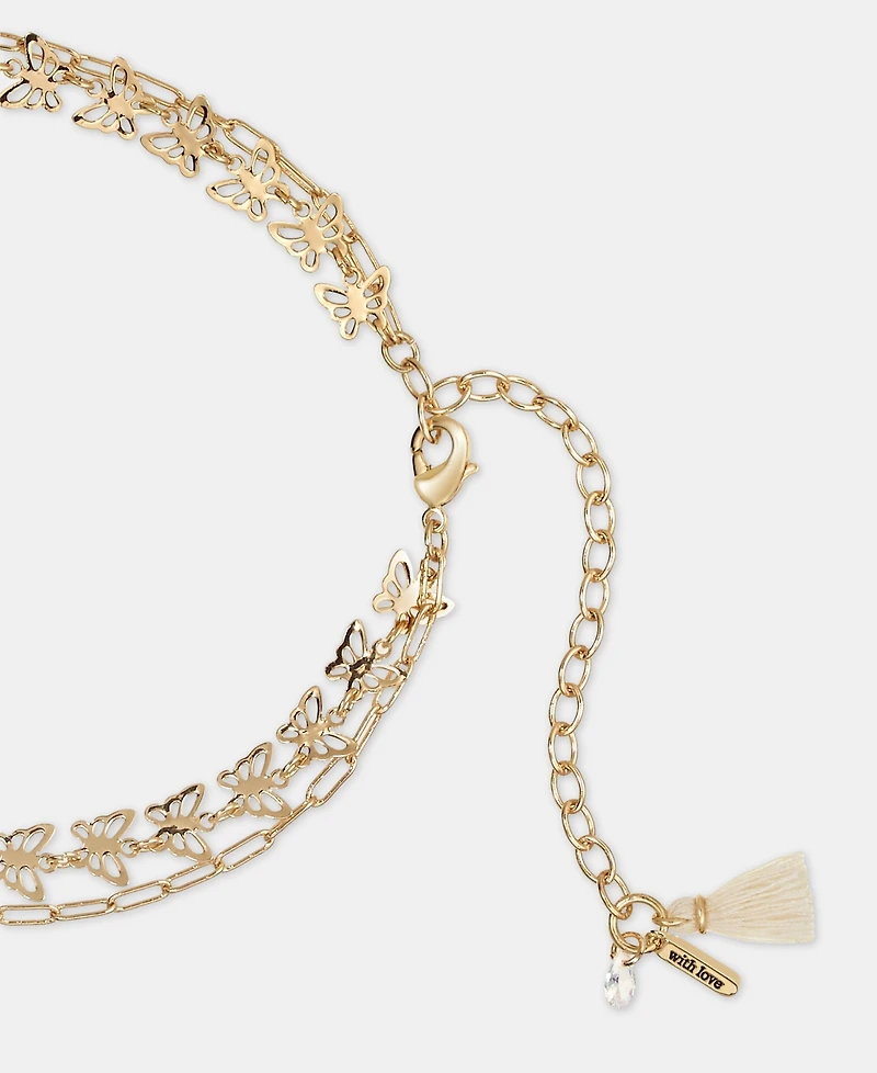 lonna & lilly Gold-Tone Stone Butterfly Layered Necklace