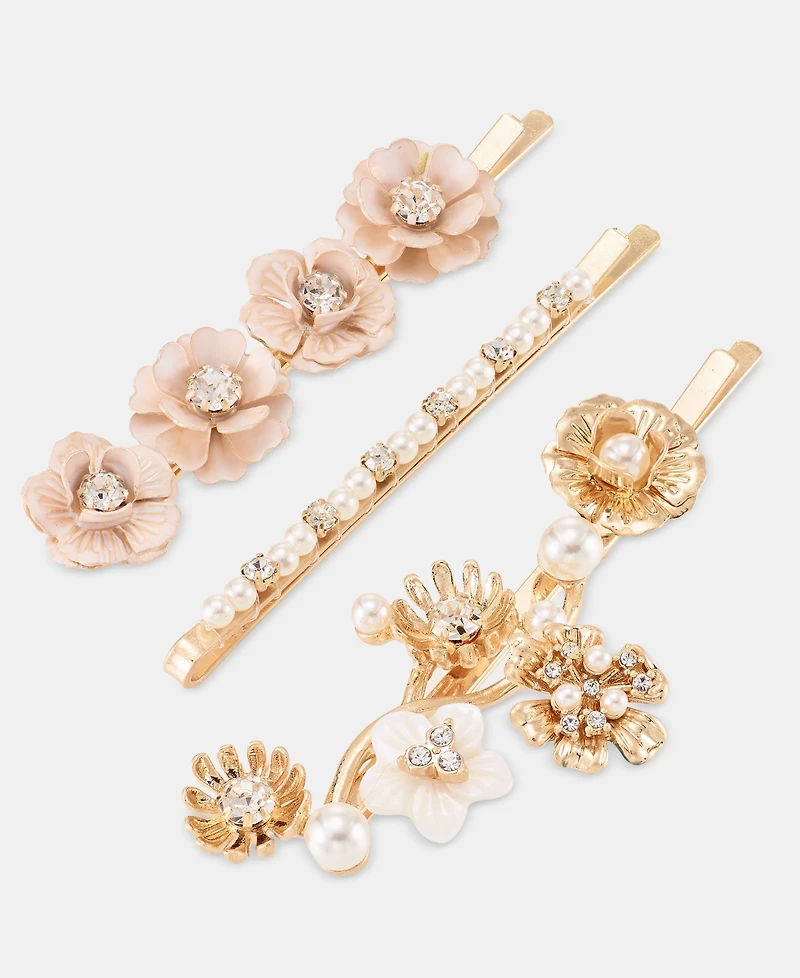 lonna & lilly Gold-Tone 3-Pc. Set Crystal Flower Hair Pins
