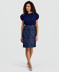 Kasper Women's Mixed-Media Jacquard Sheath Dress