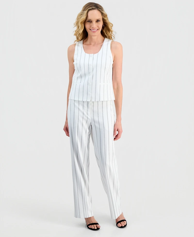 Kasper Women's Pinstripe Five-Button Sleeveless Vest