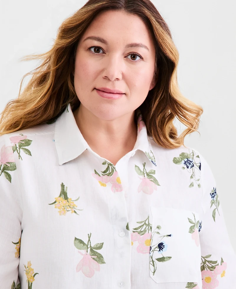 Charter Club Plus Collared Flounce Dress, Macy's Exclusive