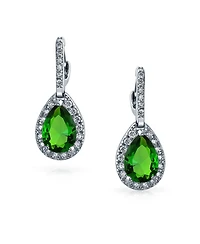 Bling Jewelry Set of 2 Cz Halo Cubic Zirconia Cubic Zirconia Dangling Drop Teardrop Earrings
