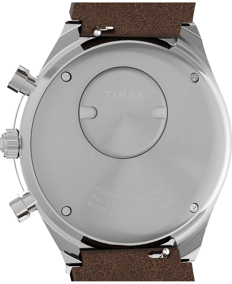 Timex Men's Analog Brown Leather Watch, 40mm