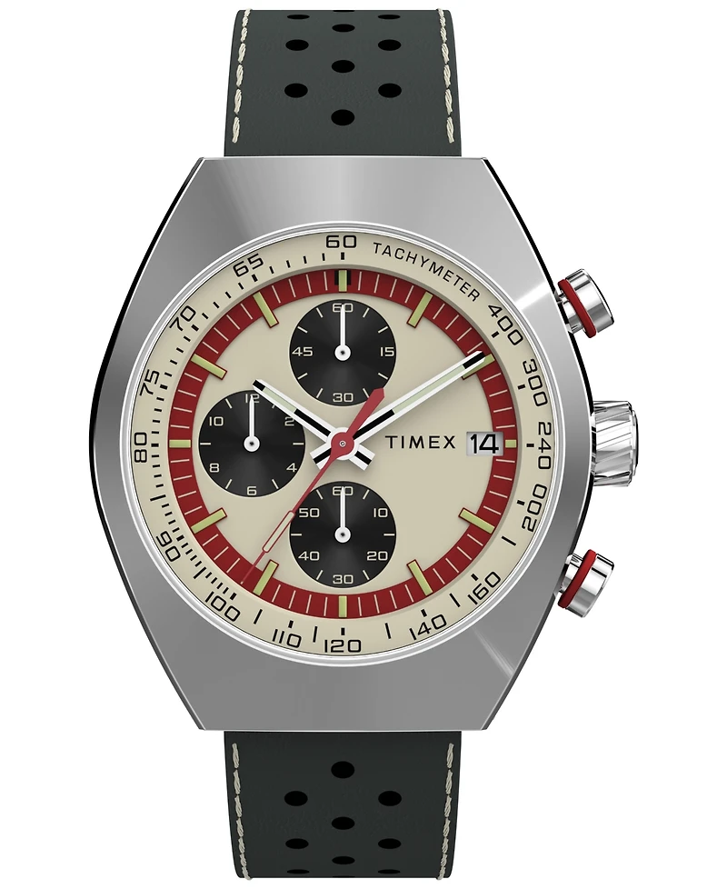 Timex Men's Quartz Analog Brown Leather Watch, 42mm