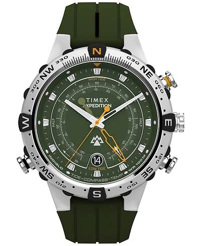 Timex Men's Quartz Analog Green Silicone Watch, 45mm