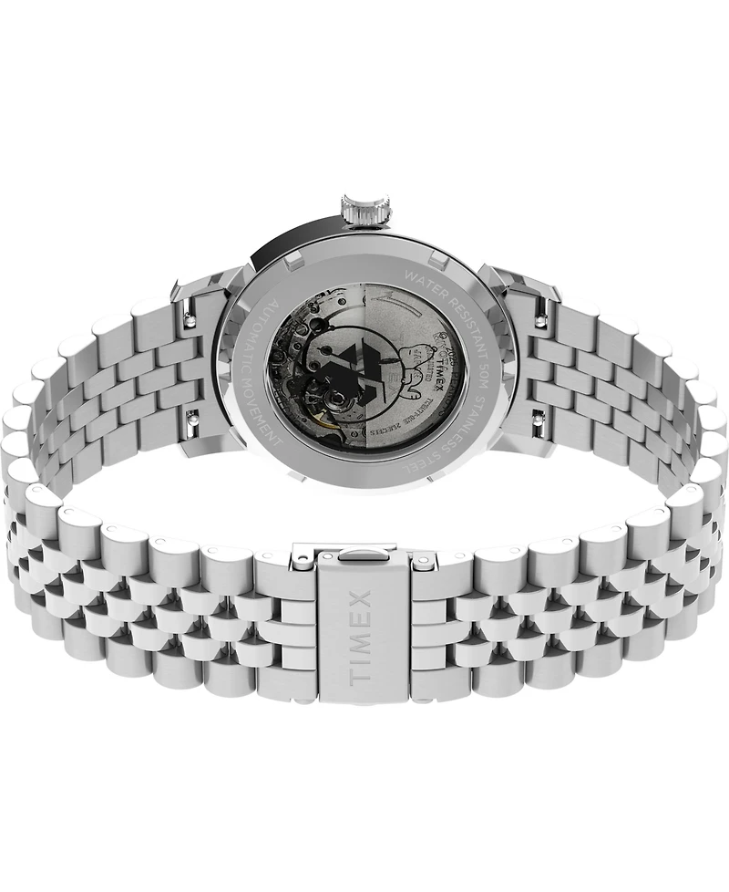 Timex Men's Mechanical Automatic Silver-Tone Stainless Steel Watch, 40mm