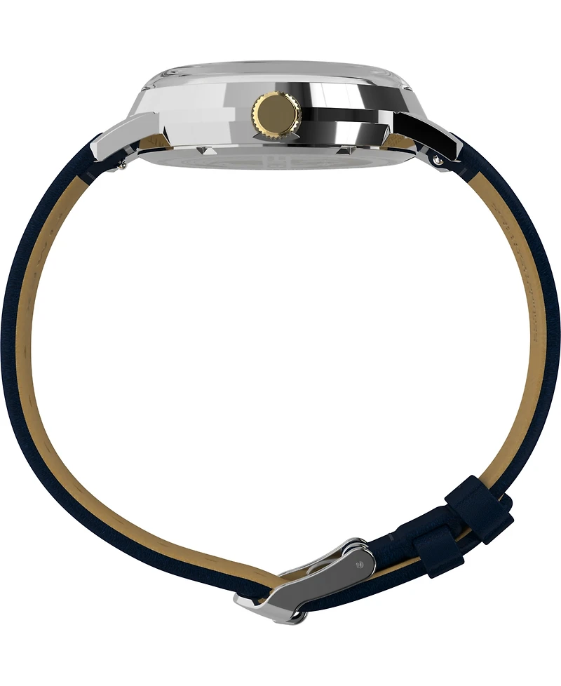 Timex Men's Quartz Analog Blue Leather Watch, 40mm