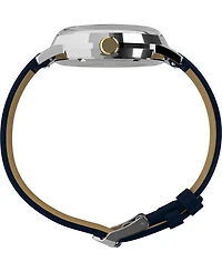 Timex Men's Quartz Analog Blue Leather Watch, 40mm