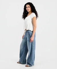 Celebrity Pink Juniors' Lightweight Tie-Waist Wide-Leg Jeans