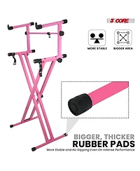 5 Core 2 Tier Keyboard Stand Combo Heavy Duty Adjustable Piano Stand with Extension Arm